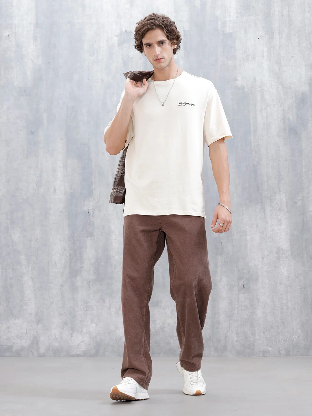 Wrogn Embroidered T-Shirt For Men's | Beige - Image 2