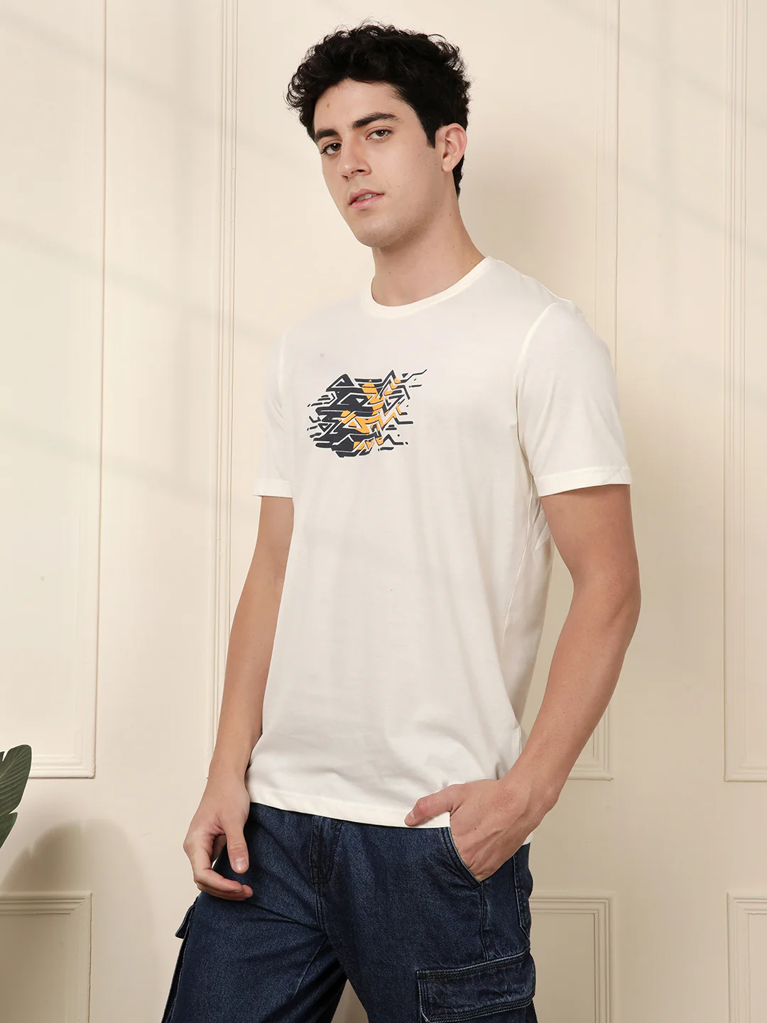 Wrogn Glitch Printed White T-Shirt - Image 4