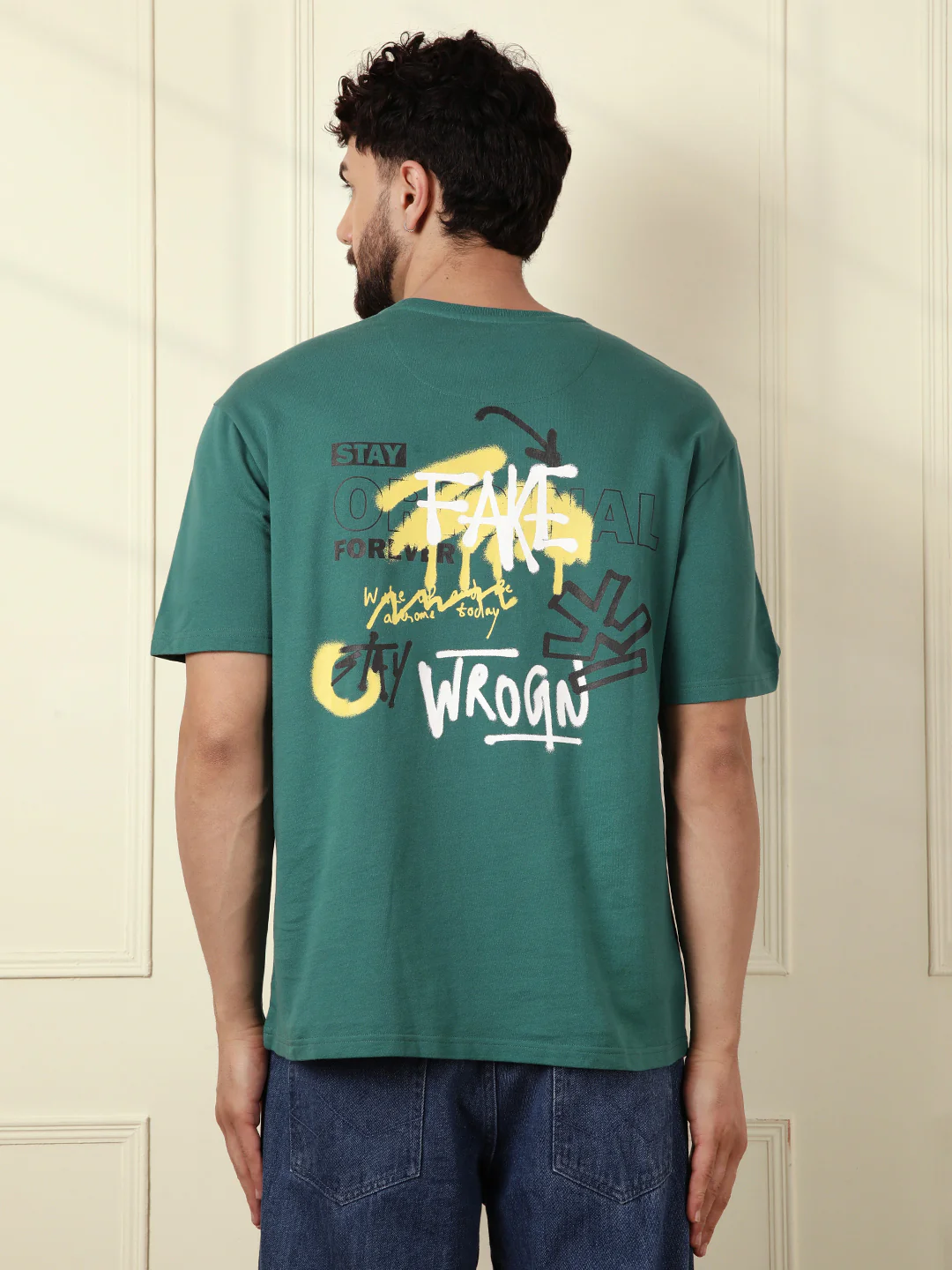 Heavy GSM Printed Graffiti T-Shirt | Green - Image 3