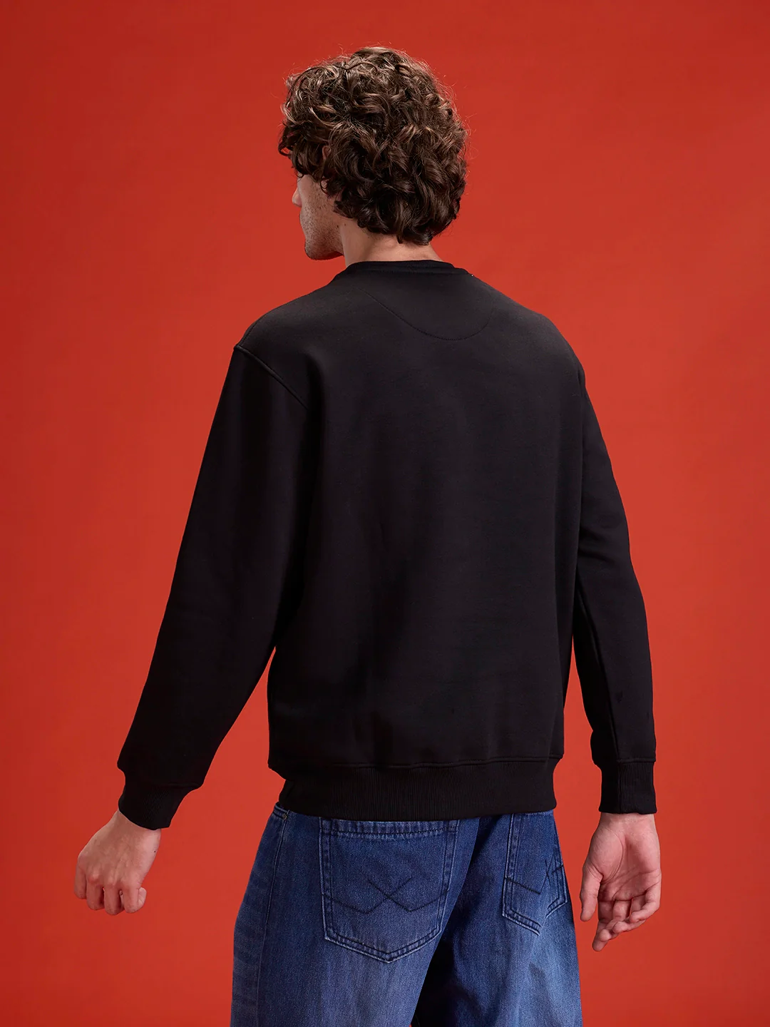 Wrogn Graphic Printed Comfort Fit Sweatshirt | Black - Image 2
