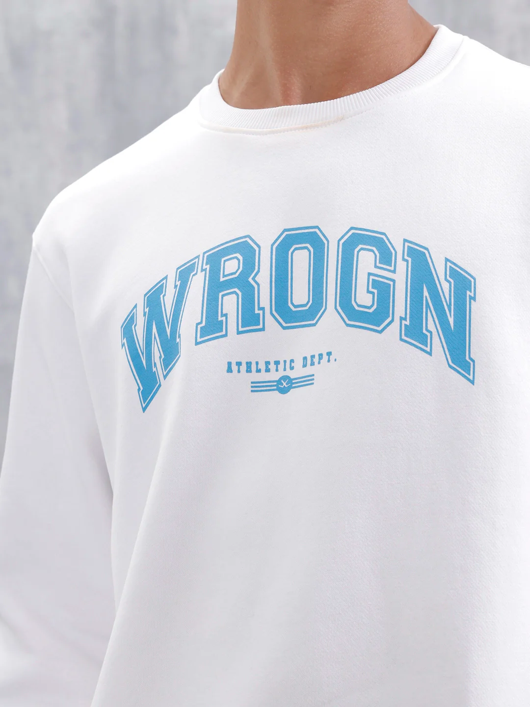 Wrogn Graphic Printed Comfort Fit Sweatshirt | Ecru Melange - Image 5