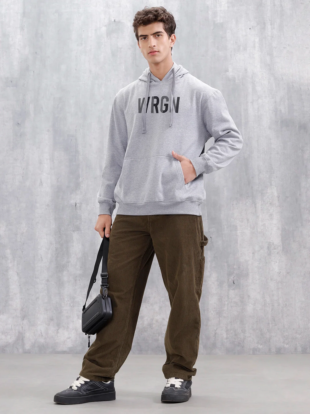 Wrogn Graphic Printed Oversized Fit Sweatshirt | Grey - Image 2