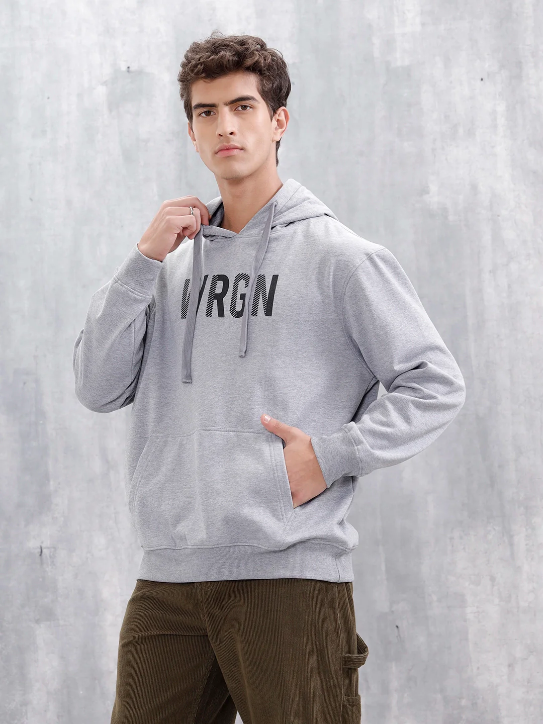 Wrogn Graphic Printed Oversized Fit Sweatshirt | Grey - Image 4