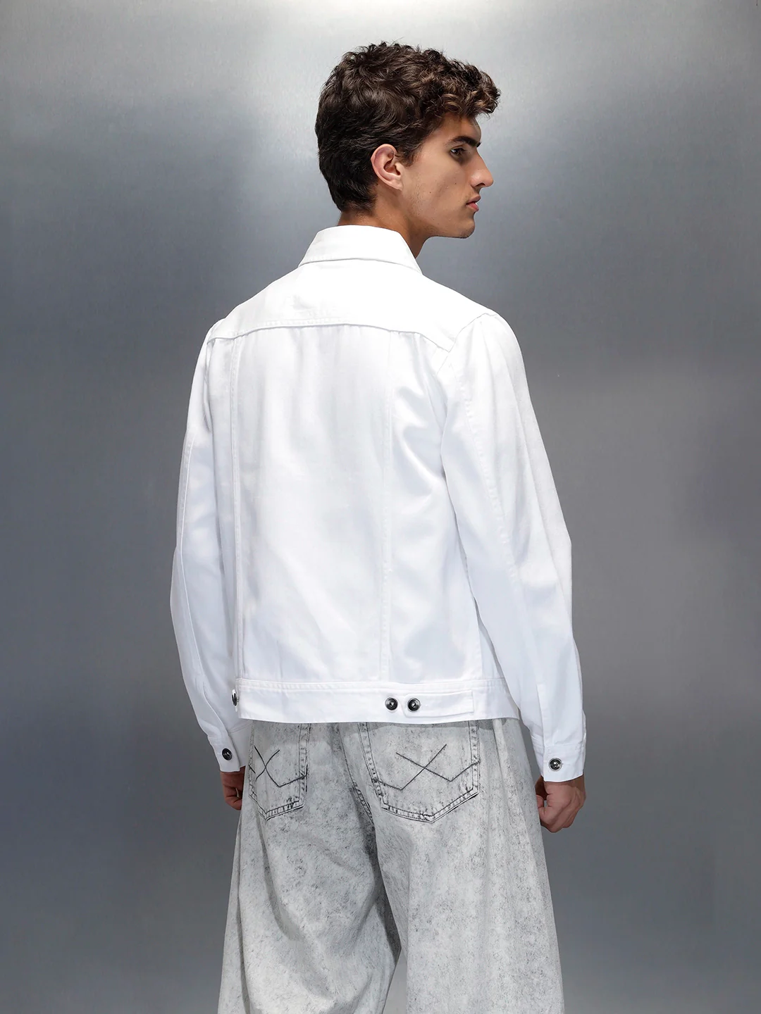 Wrogn Men’s Classic Slim Fit Denim Jacket | White - Image 3
