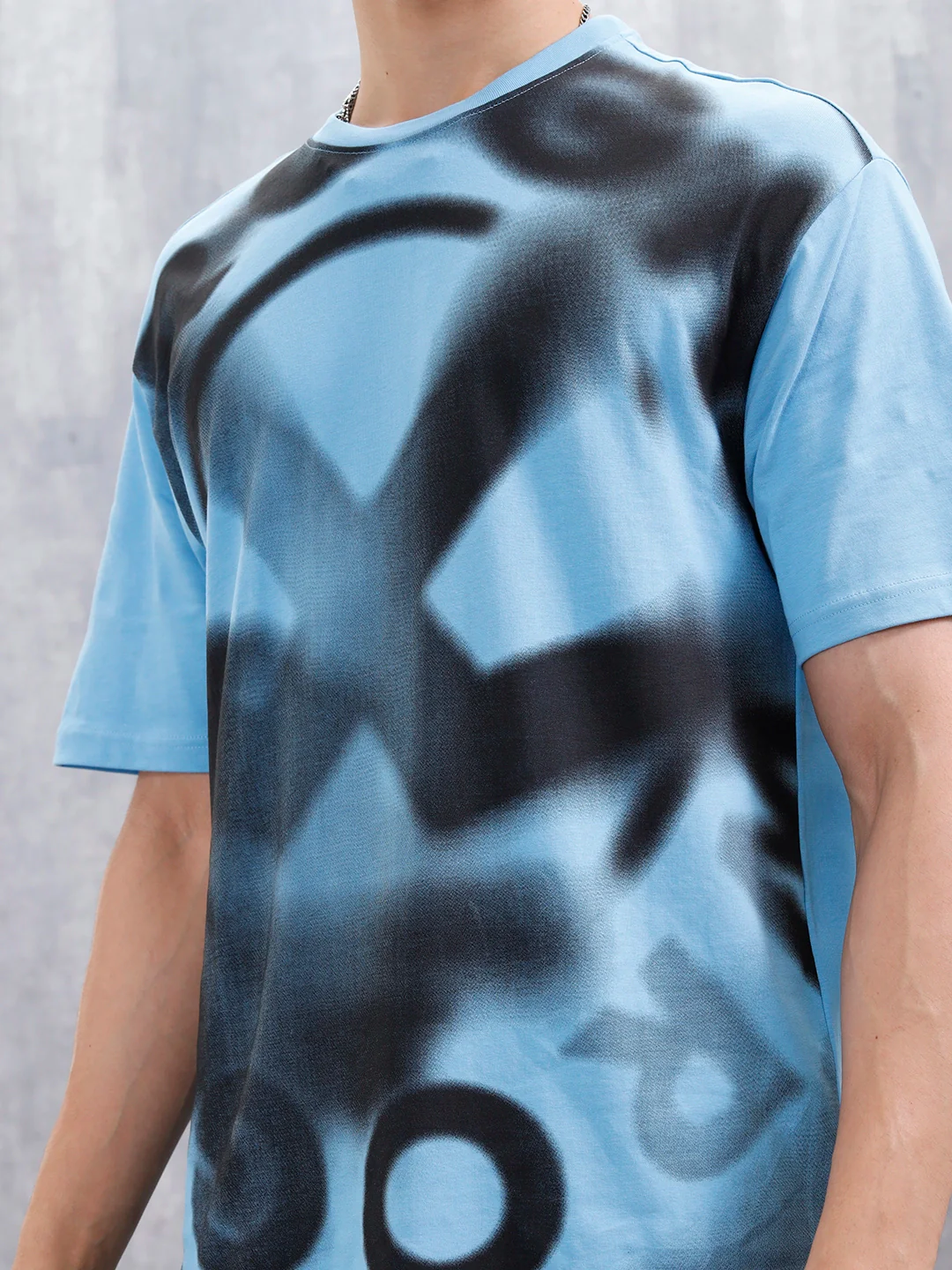 Wrogn Men’s Oversized Graphic Print T-Shirt | Blue - Image 5