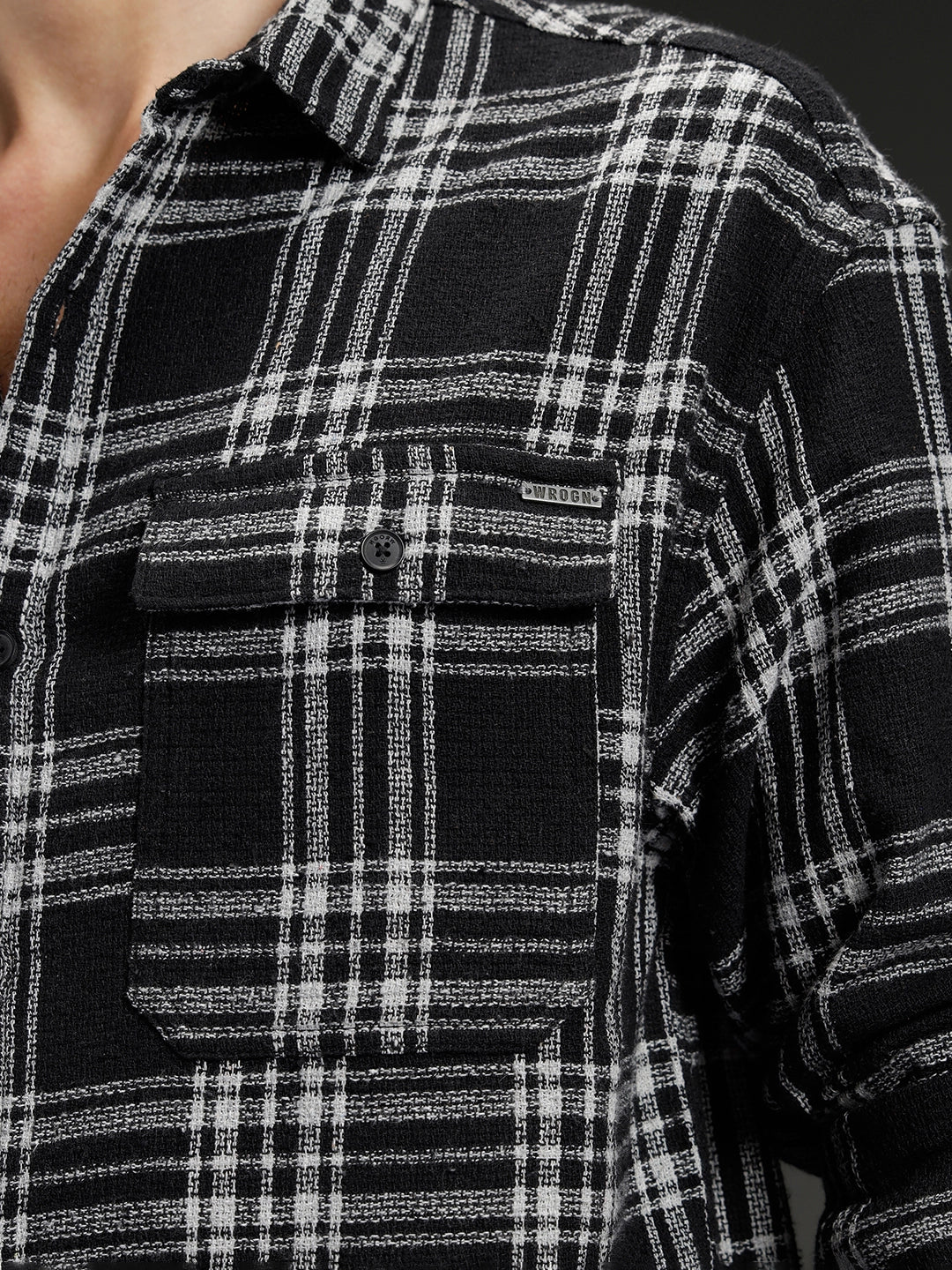 Wrogn Men's Casual Checkered Shirt | Black - Image 5