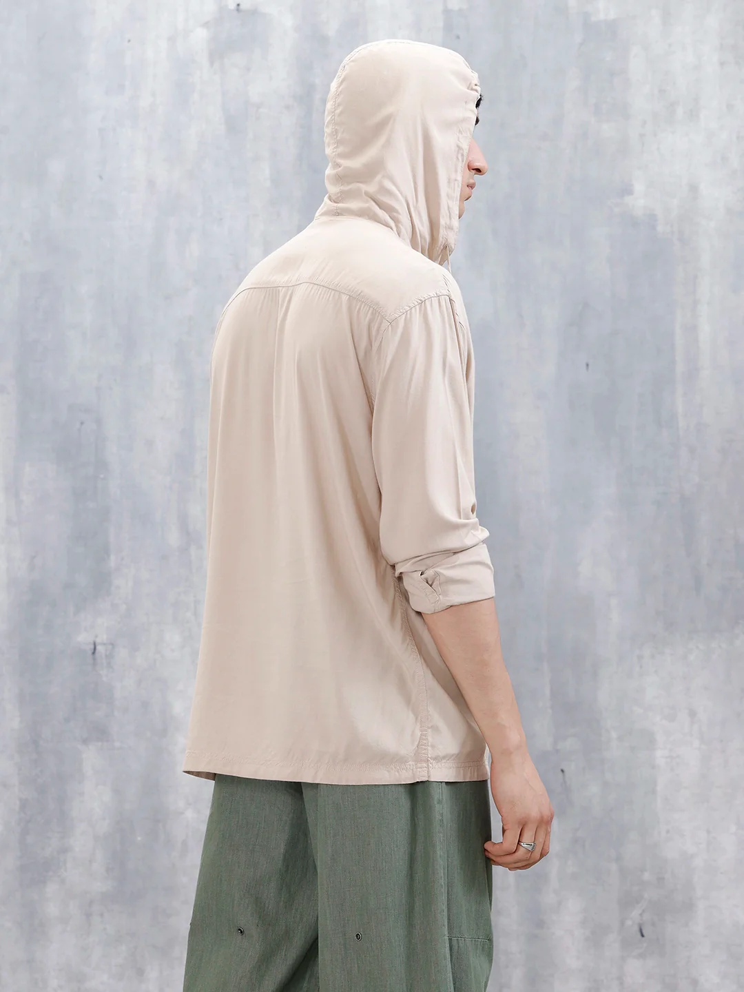 Wrogn Men's Casual Hooded Henley Pullover For Men's | Khaki - Image 3
