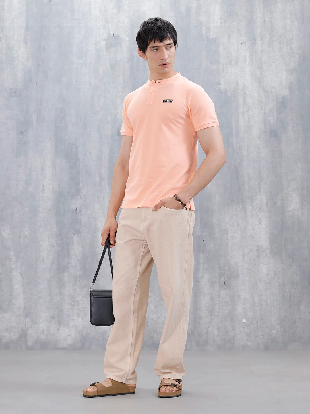 Wrogn Men's Henley T-Shirt | Orange - Image 2