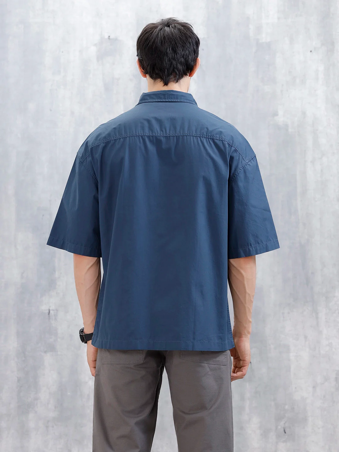 Wrogn Men's Oversized Plus Double Pocket Shirt | Blue - Image 3