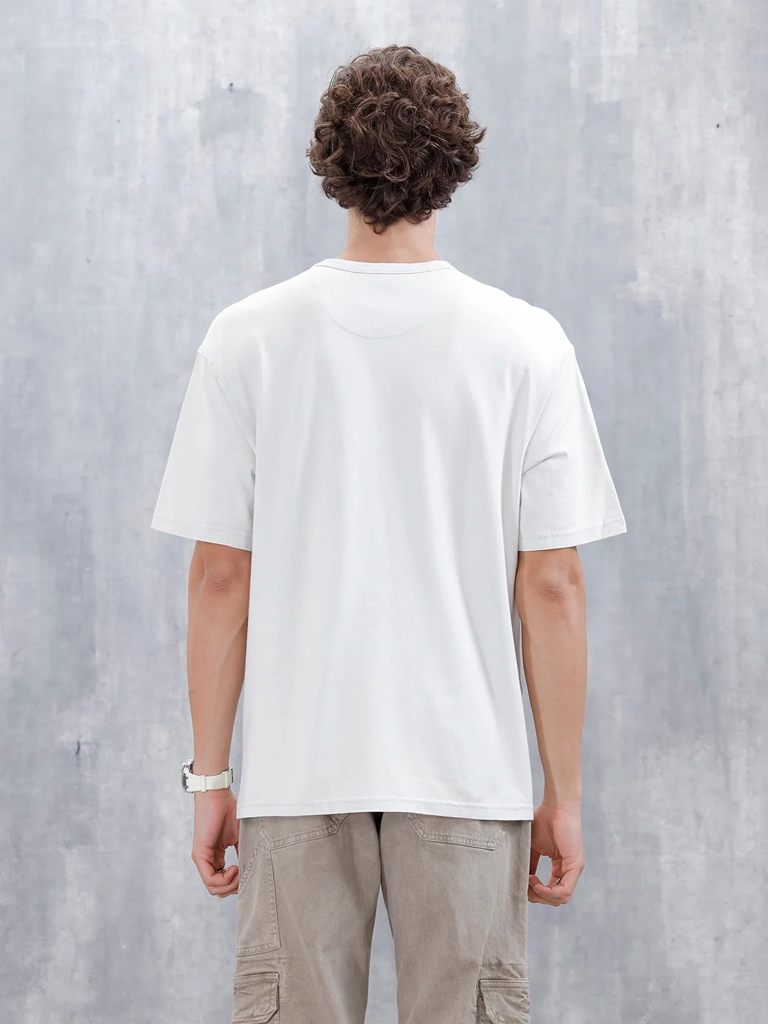 Wrogn Men's Oversized Printed Graphic T-Shirt | Grey - Image 3