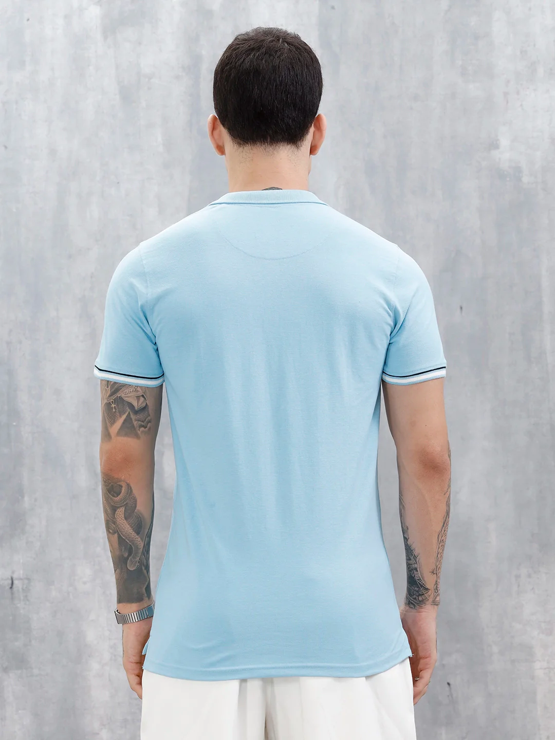Wrogn Men's Refined Polo T-Shirt | Light Blue - Image 3