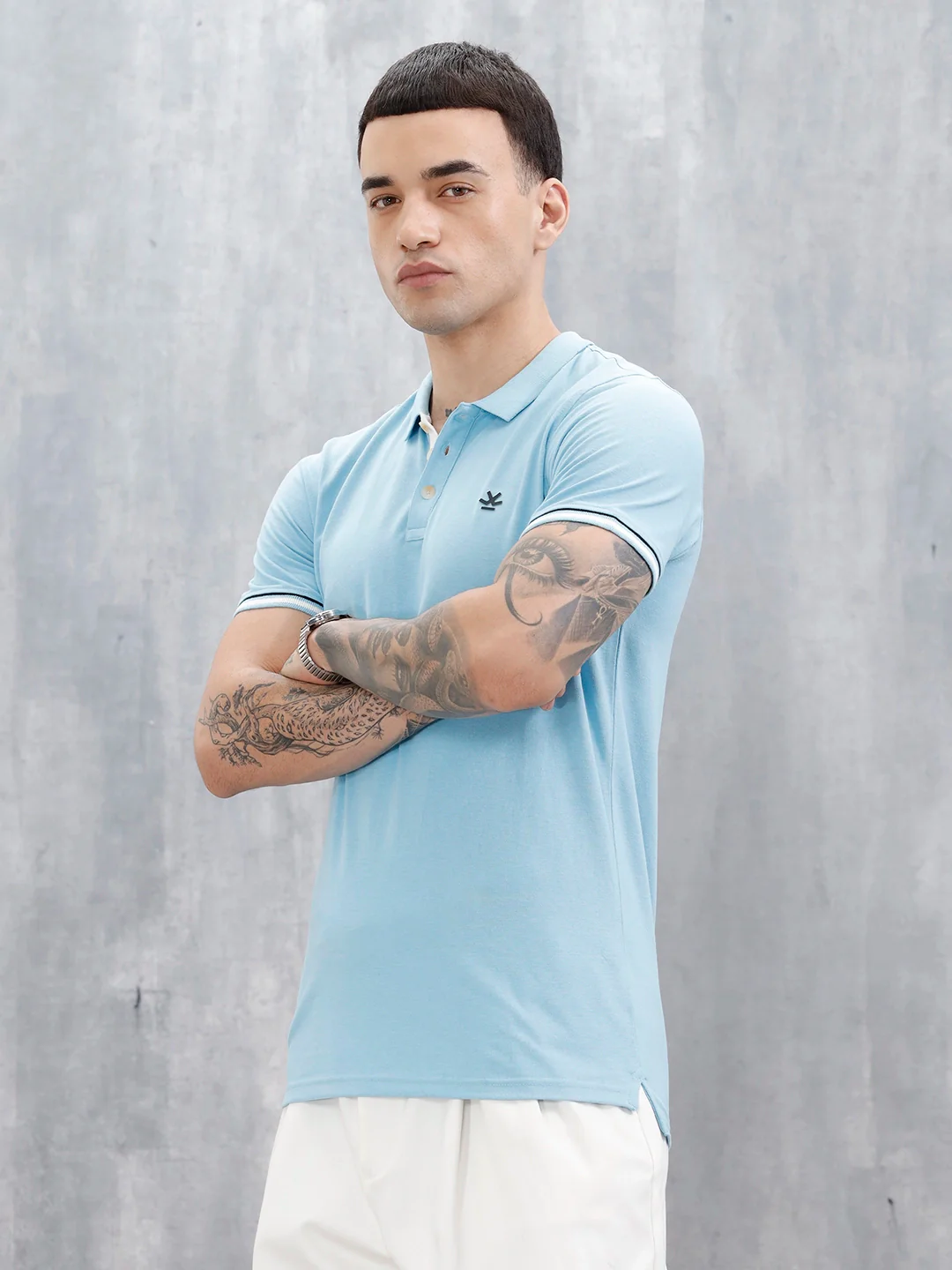 Wrogn Men's Refined Polo T-Shirt | Light Blue - Image 4