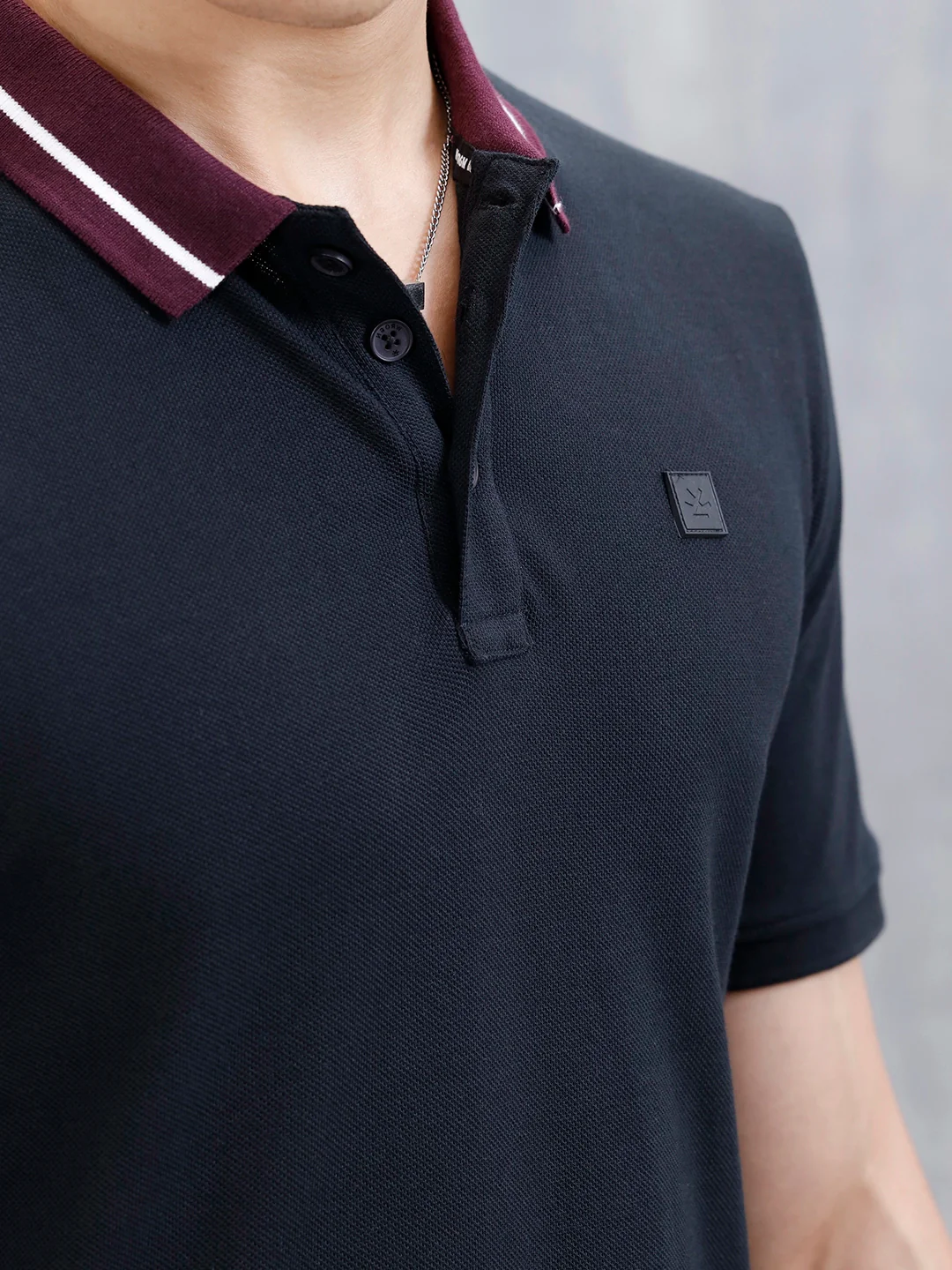 Wrogn Men's Slim Fit Polo T-Shirt With Contrast Collar | Black - Image 5