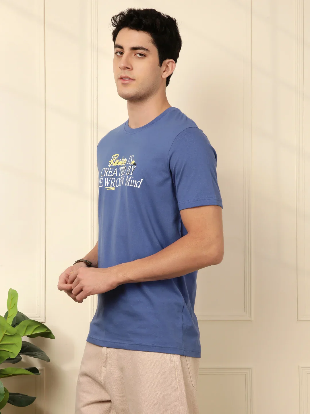 Wrogn Mind Printed Blue T-Shirt - Image 4