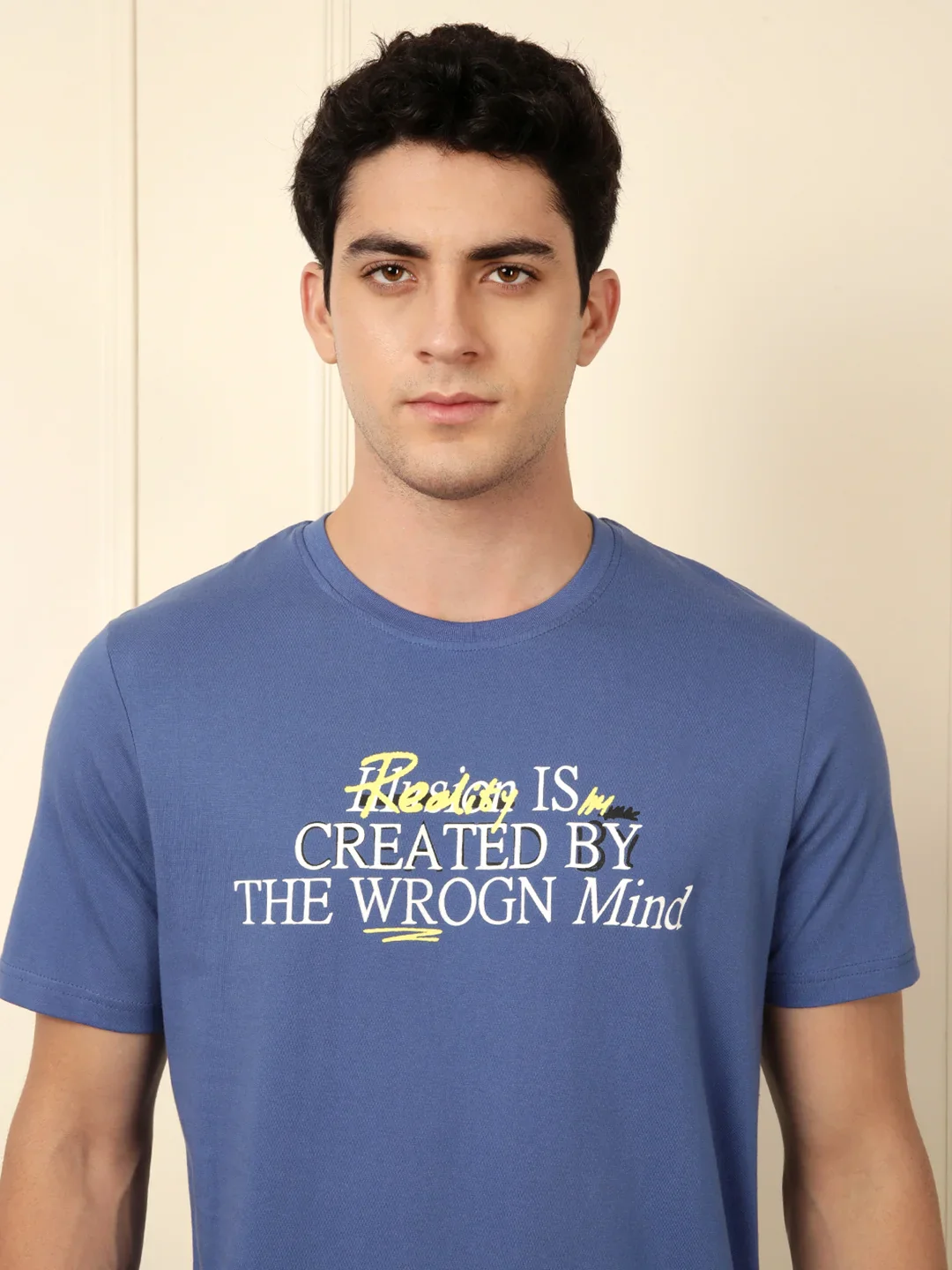Wrogn Mind Printed Blue T-Shirt - Image 5