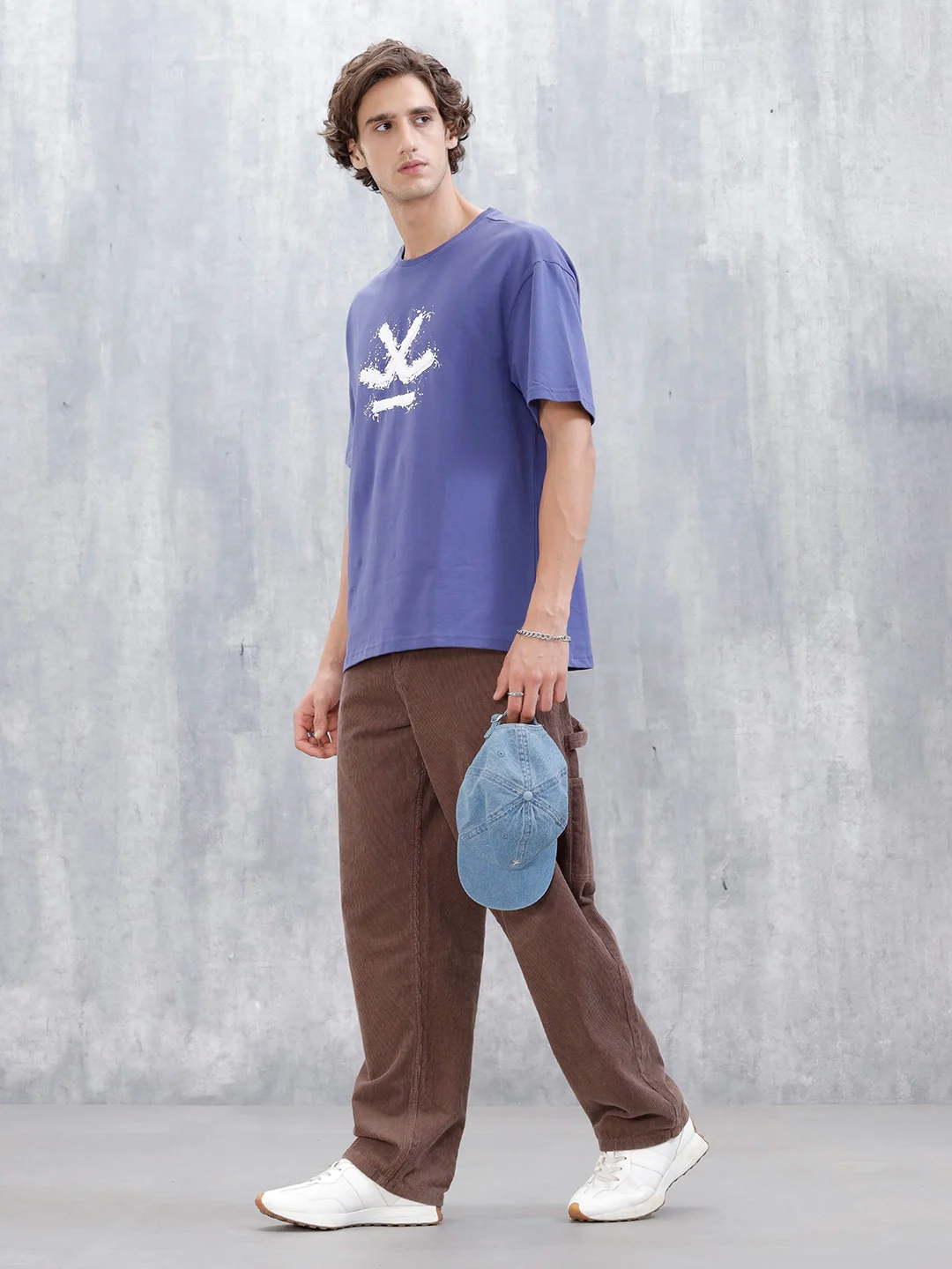 Wrogn Oversized Fit Graphic T-Shirt | Dark Blue - Image 2