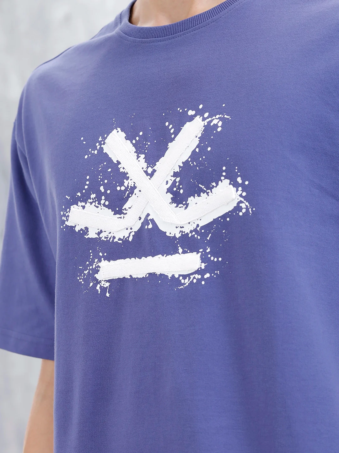 Wrogn Oversized Fit Graphic T-Shirt | Dark Blue - Image 5