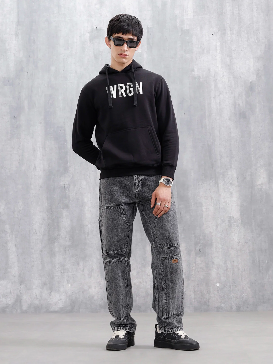Wrogn Oversized Graphic Hoodie For Men | Black - Image 2