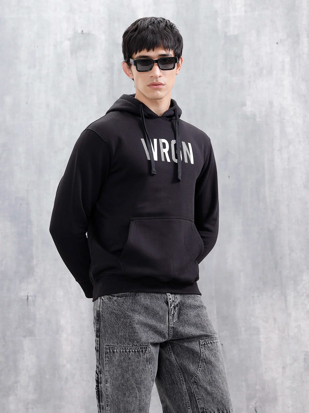 Wrogn Oversized Graphic Hoodie For Men | Black - Image 3