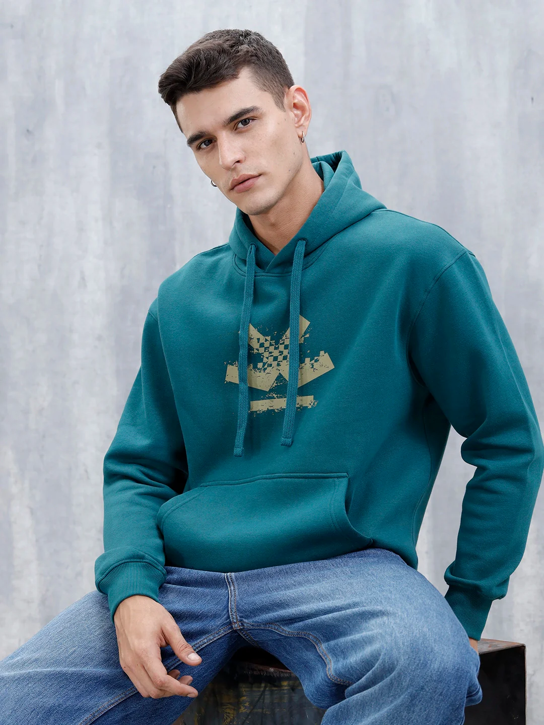 Wrogn Oversized Graphic Hoodie For Men | Teal - Image 9