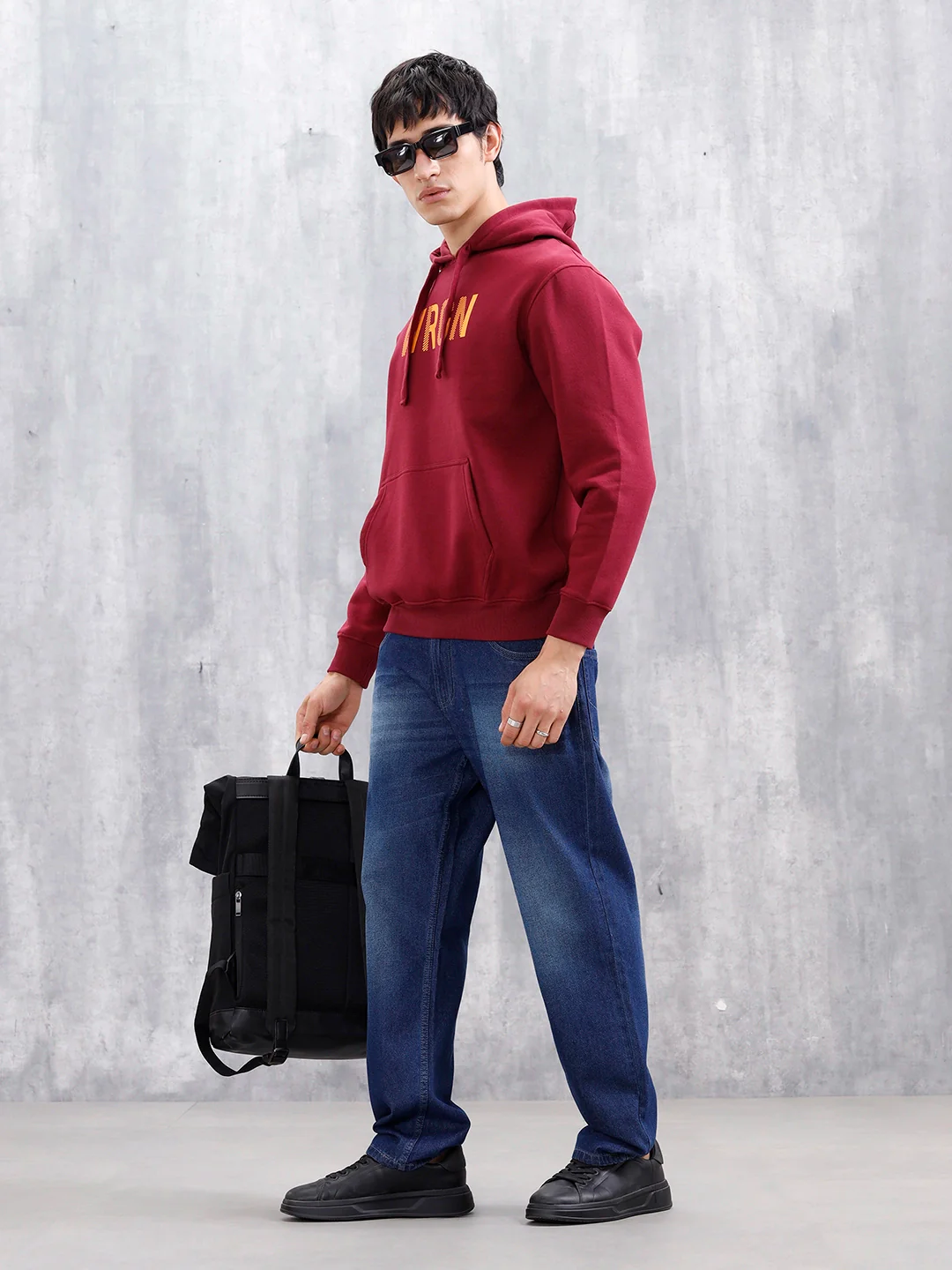 Wrogn Oversized Graphic Hoodie For Men | Maroon - Image 2