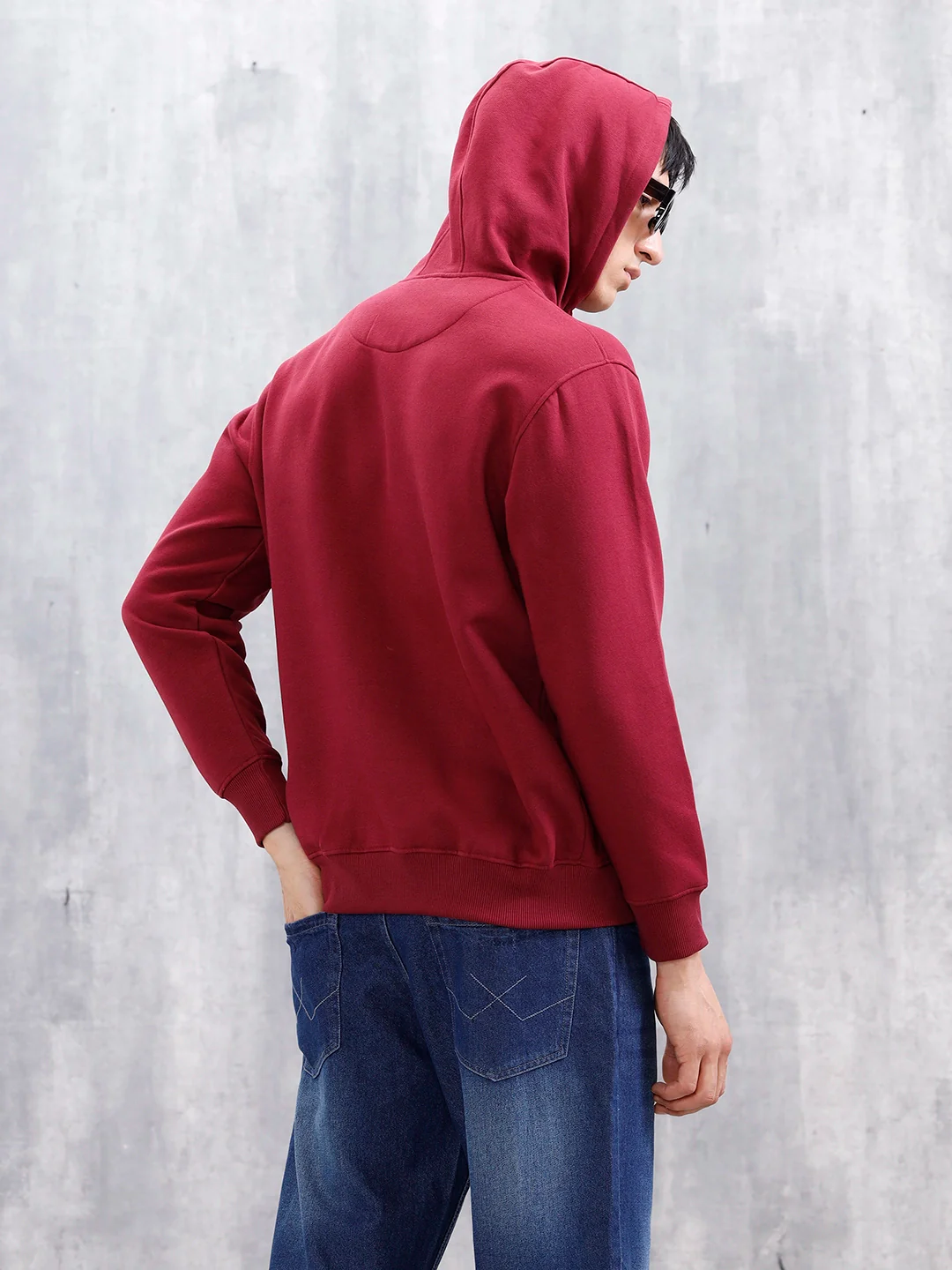 Wrogn Oversized Graphic Hoodie For Men | Maroon - Image 3