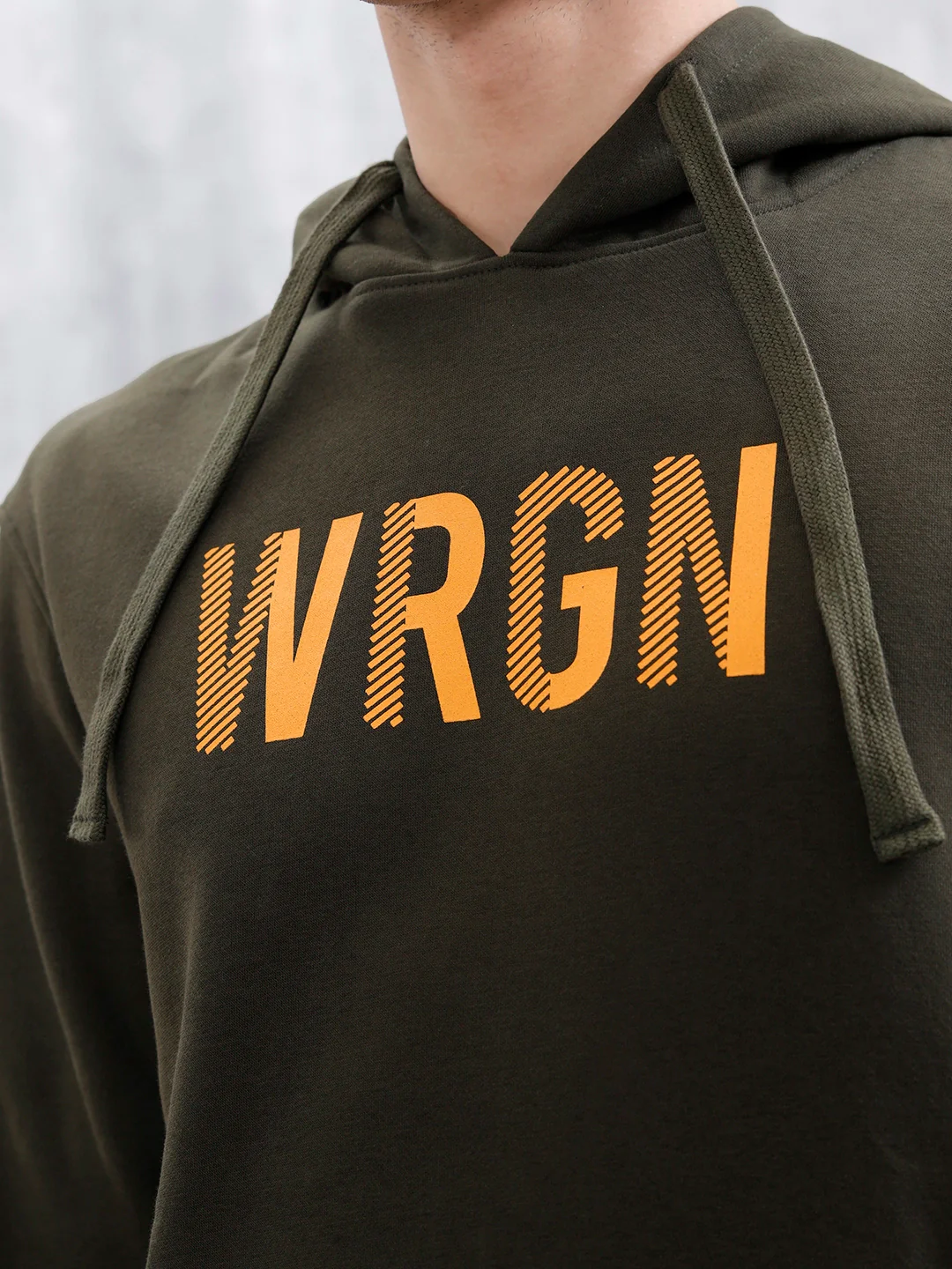 Wrogn Oversized Graphic Hoodie For Men | Olive - Image 5