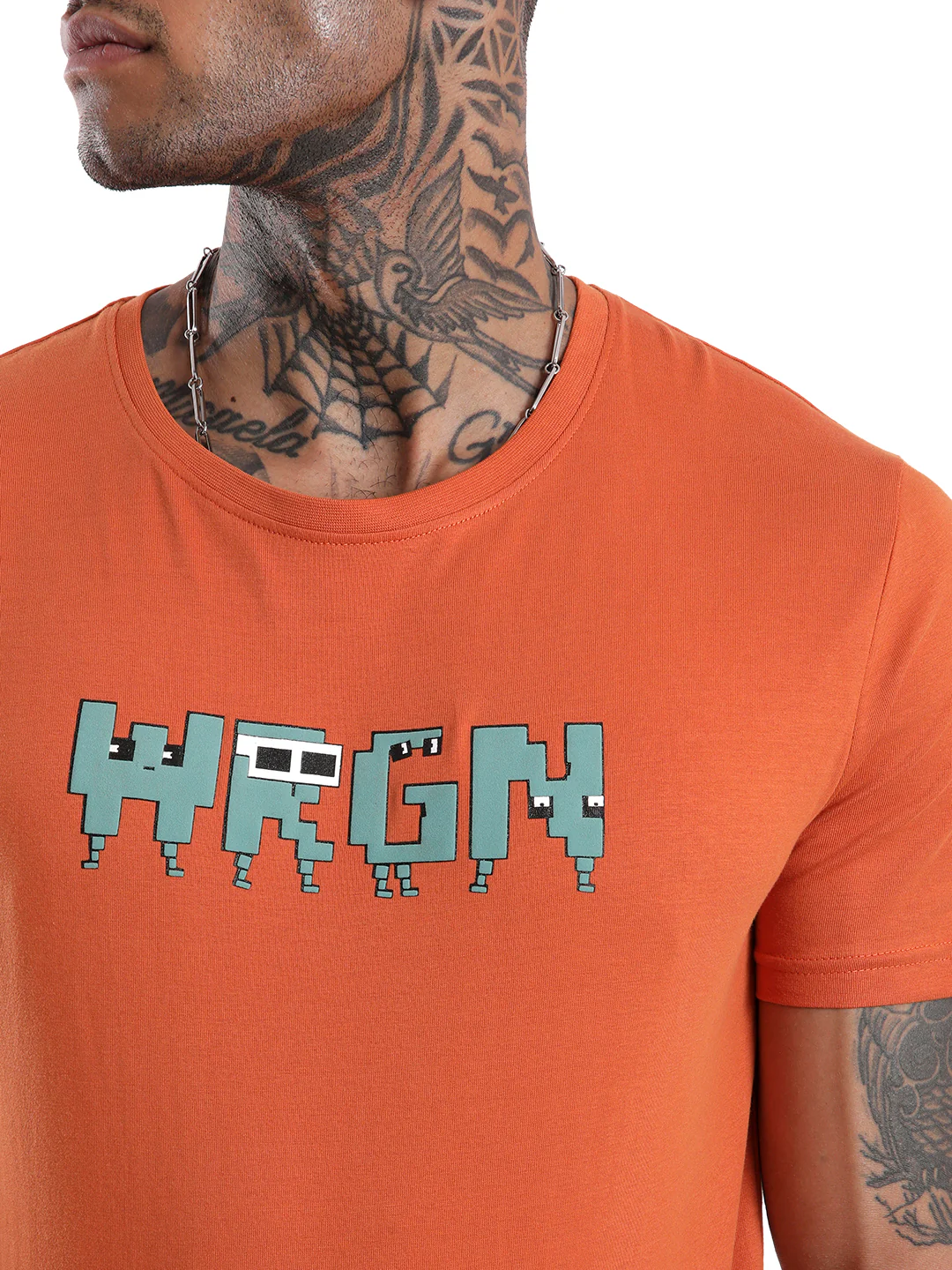 Wrogn Pixel Printed Rust T-Shirt - Image 5
