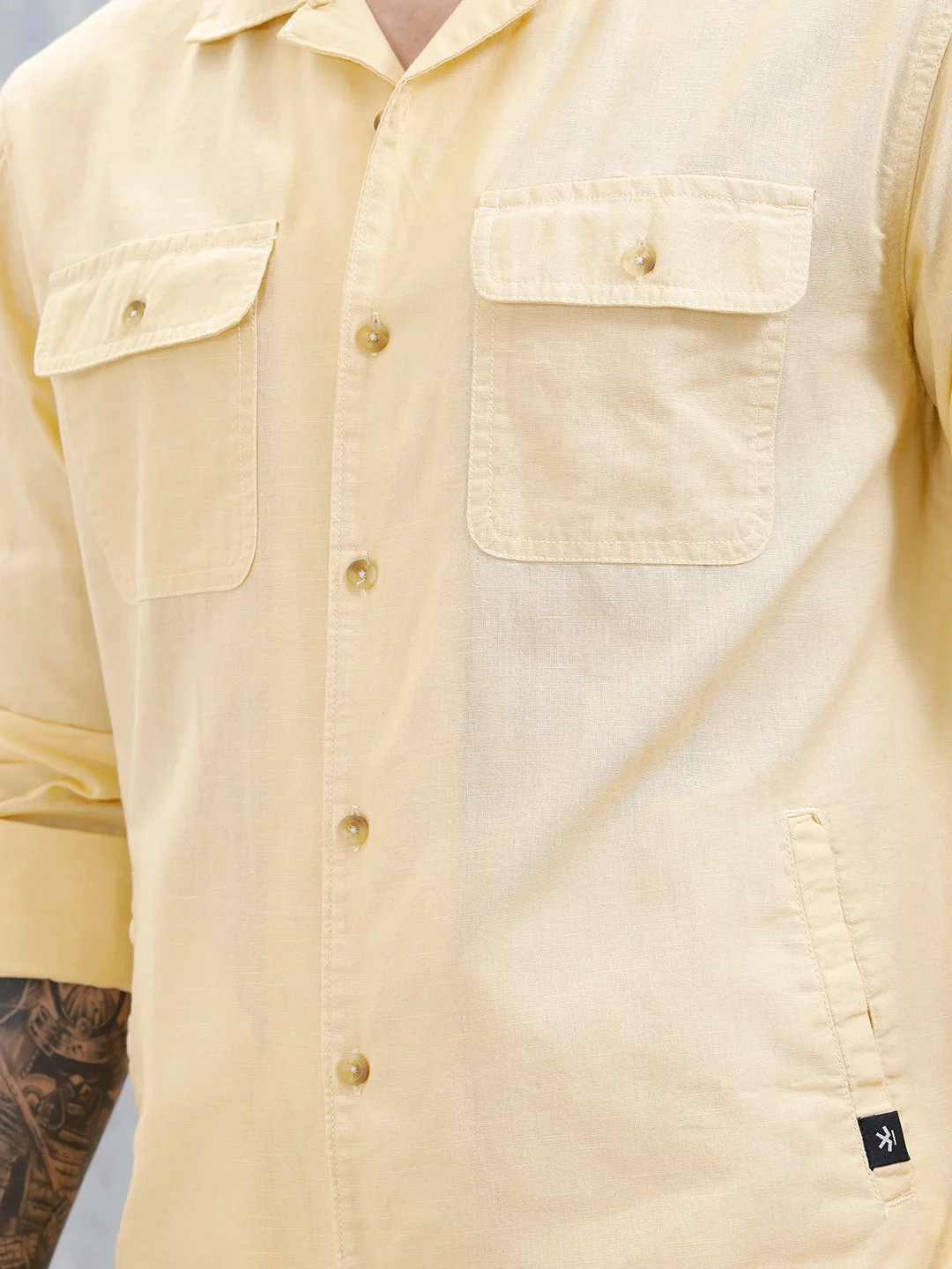 Wrogn Regular Fit Casual Shirt For Men's | Beige - Image 5