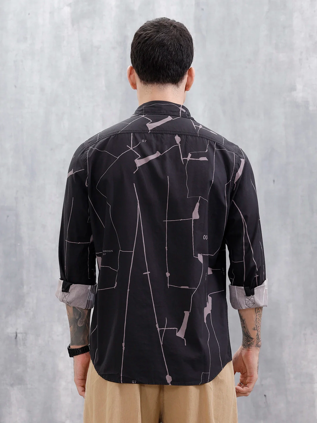 Wrogn Regular Fit Printed Casual Shirt | Black - Image 3