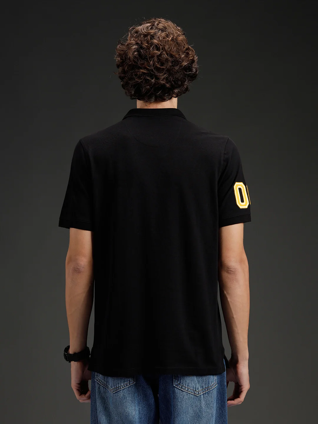 Wrogn Regular Fit Varsity Polo | Black - Image 3
