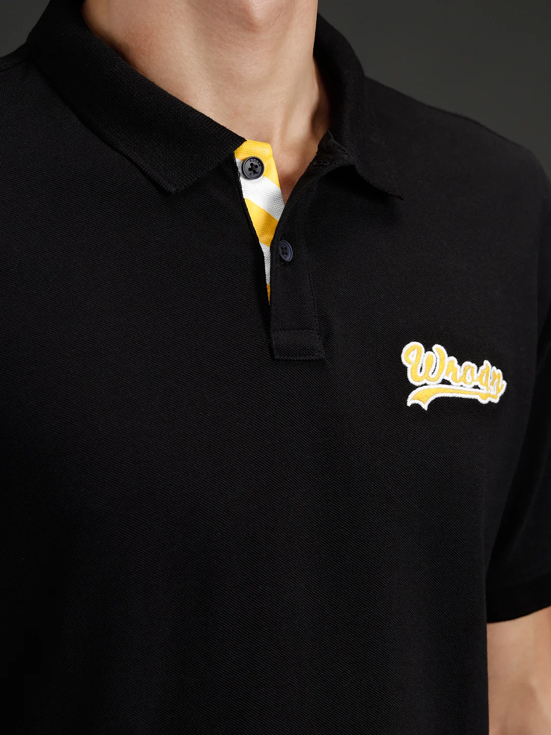 Wrogn Regular Fit Varsity Polo | Black - Image 5