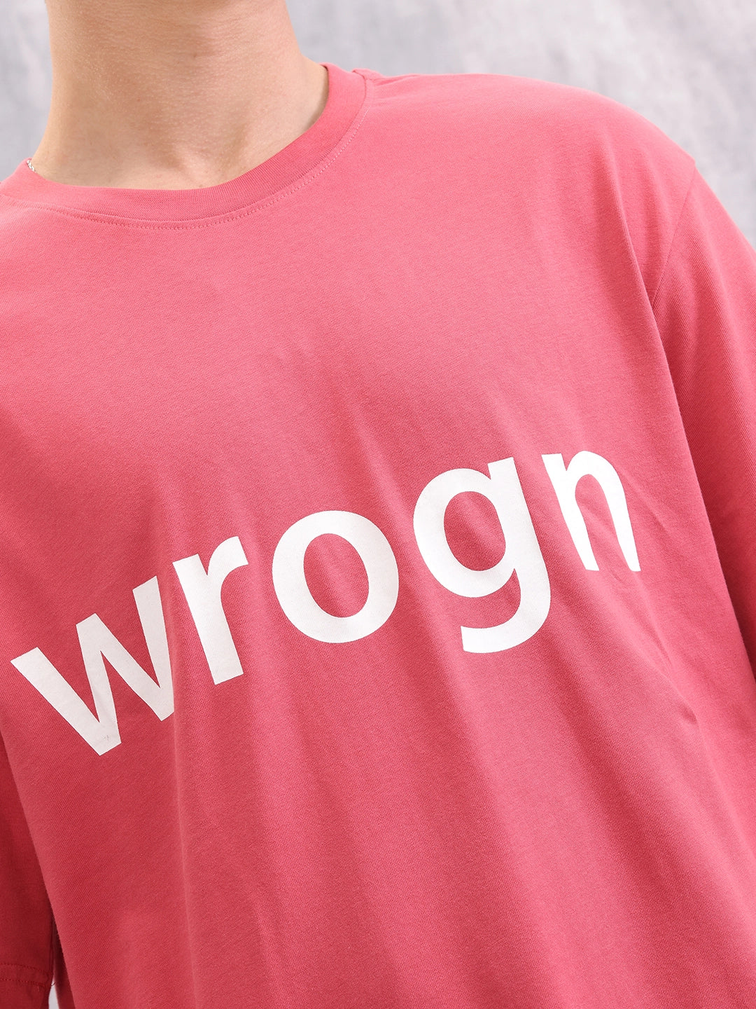Wrogn Typo Printed Oversized Fit T-shirt | Red - Image 5