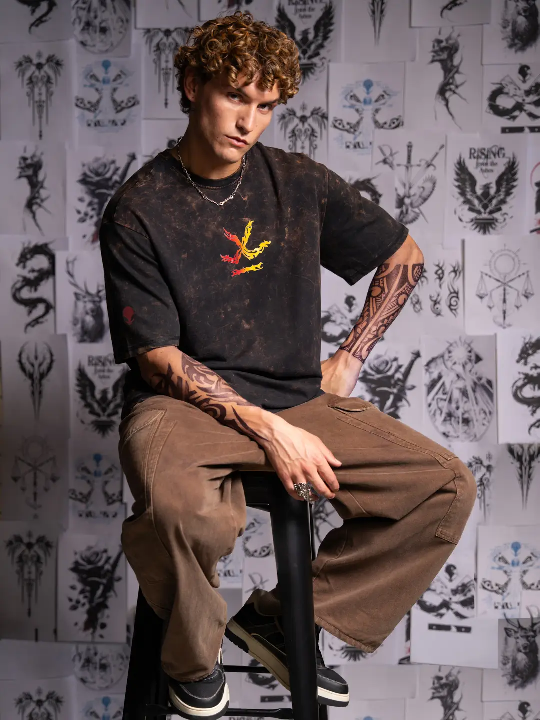 Wrogn X Aliens - Flame Kissed Skull | Black T-Shirt - Image 3