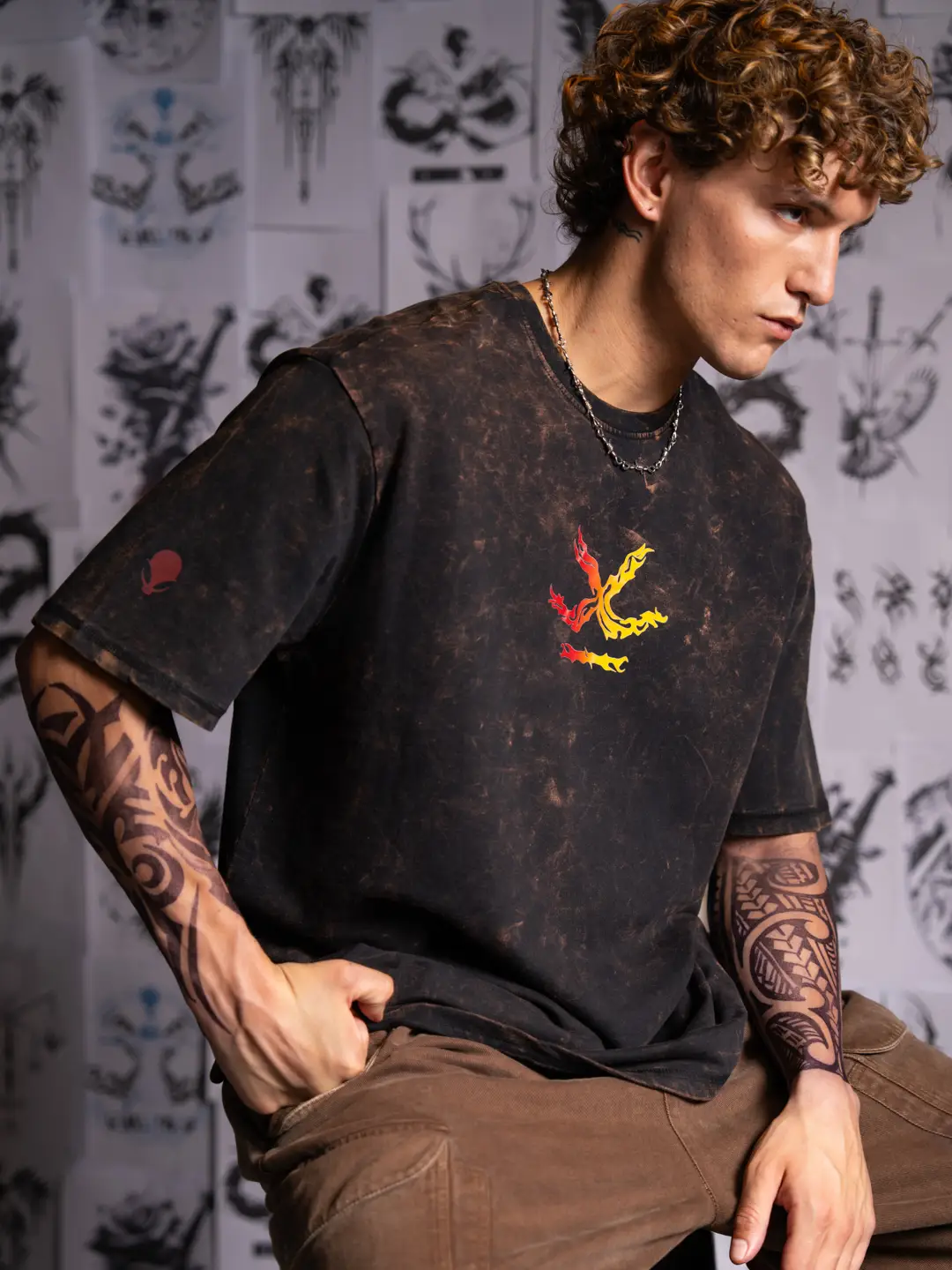 Wrogn X Aliens - Flame Kissed Skull | Black T-Shirt - Image 5