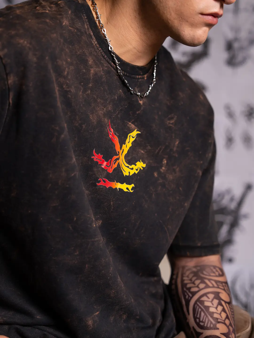 Wrogn X Aliens - Flame Kissed Skull | Black T-Shirt - Image 7