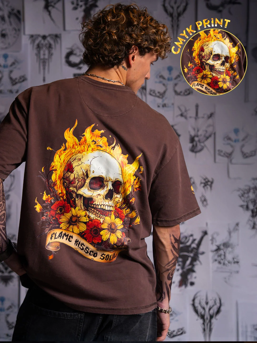 Wrogn X Aliens - Flame Kissed Skull | Brown - Image 4