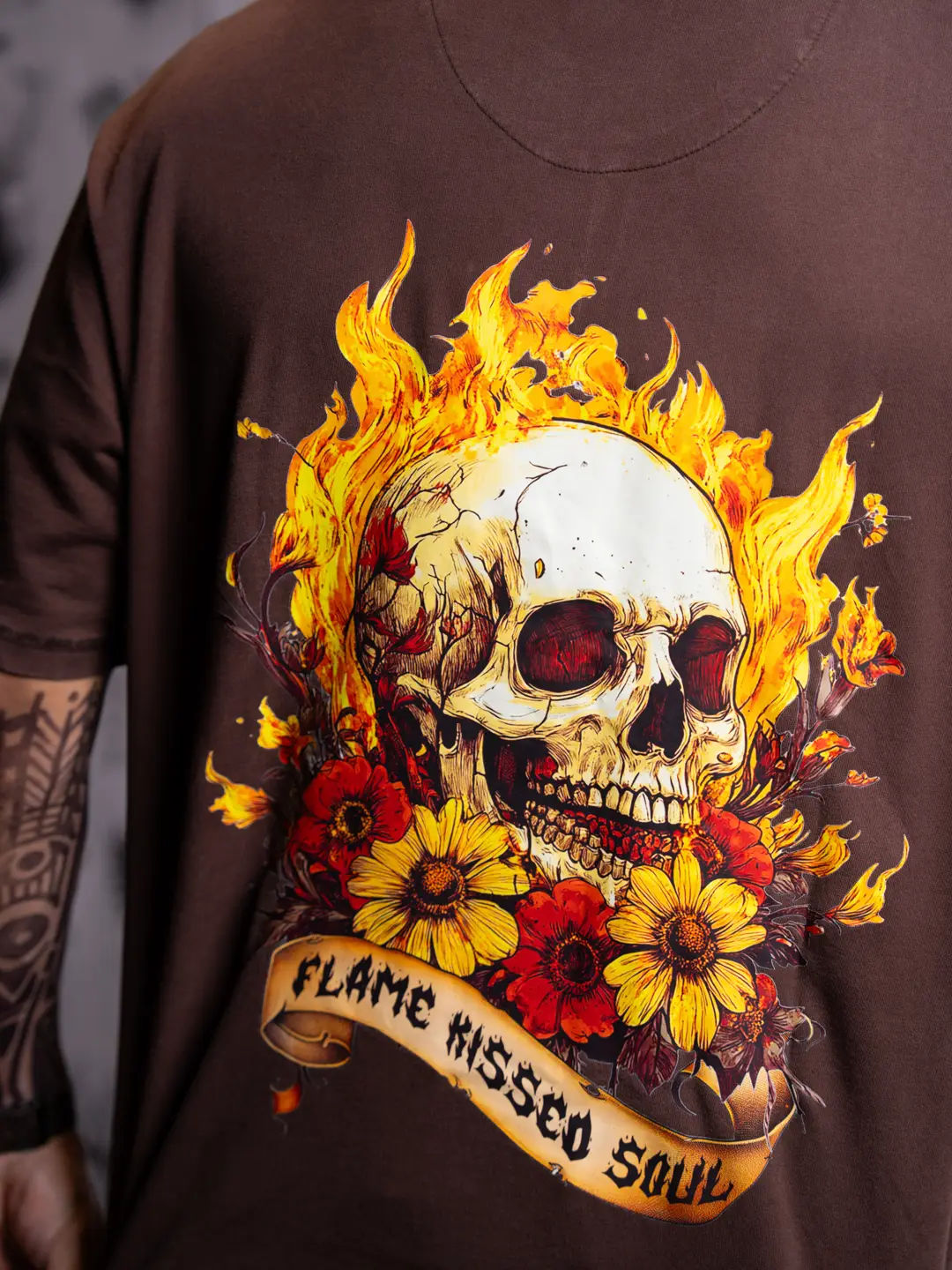 Wrogn X Aliens - Flame Kissed Skull | Brown - Image 6