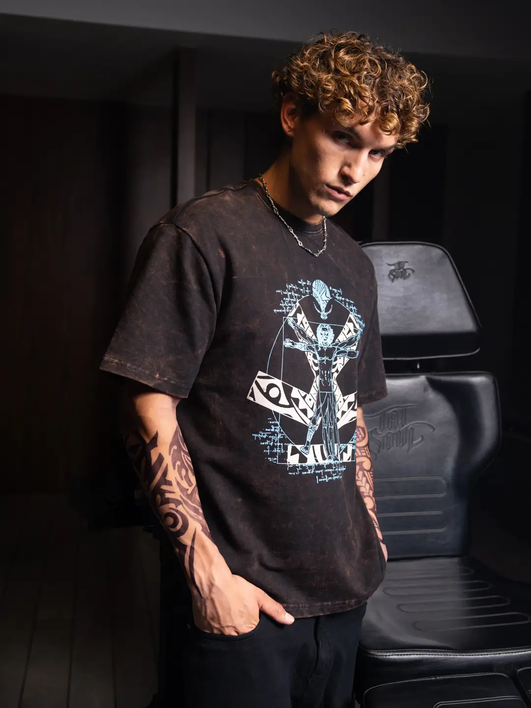 Wrogn X Aliens - The Vitruvian Man | Black T-Shirt - Image 6