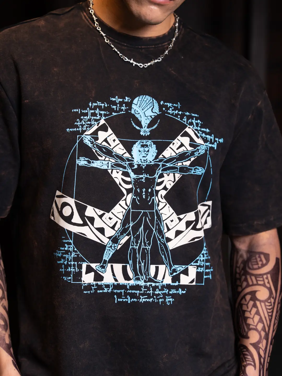Wrogn X Aliens - The Vitruvian Man | Black T-Shirt - Image 7