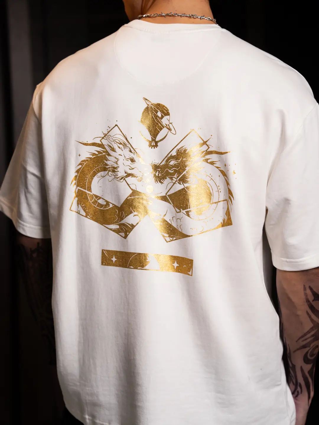 Wrogn X Aliens - The Yin-Yang Dragons | Off White T-Shirt - Image 6