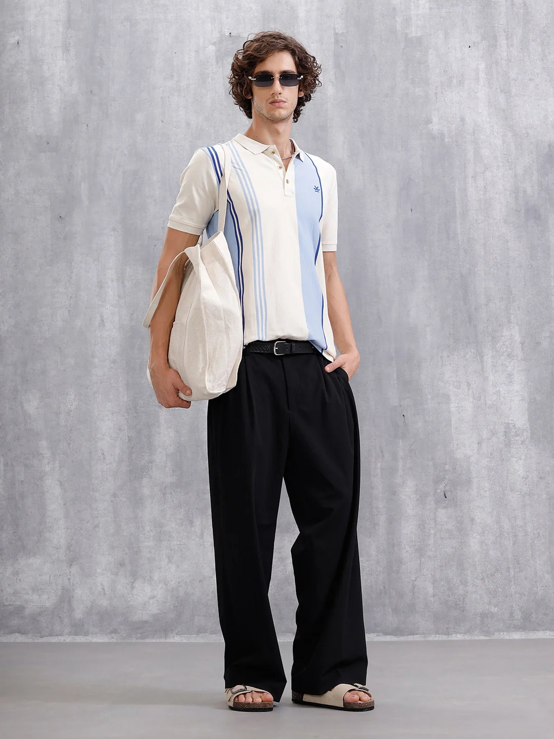 Yarn Dyed Striped Polo T-Shirt | Off White - Image 2