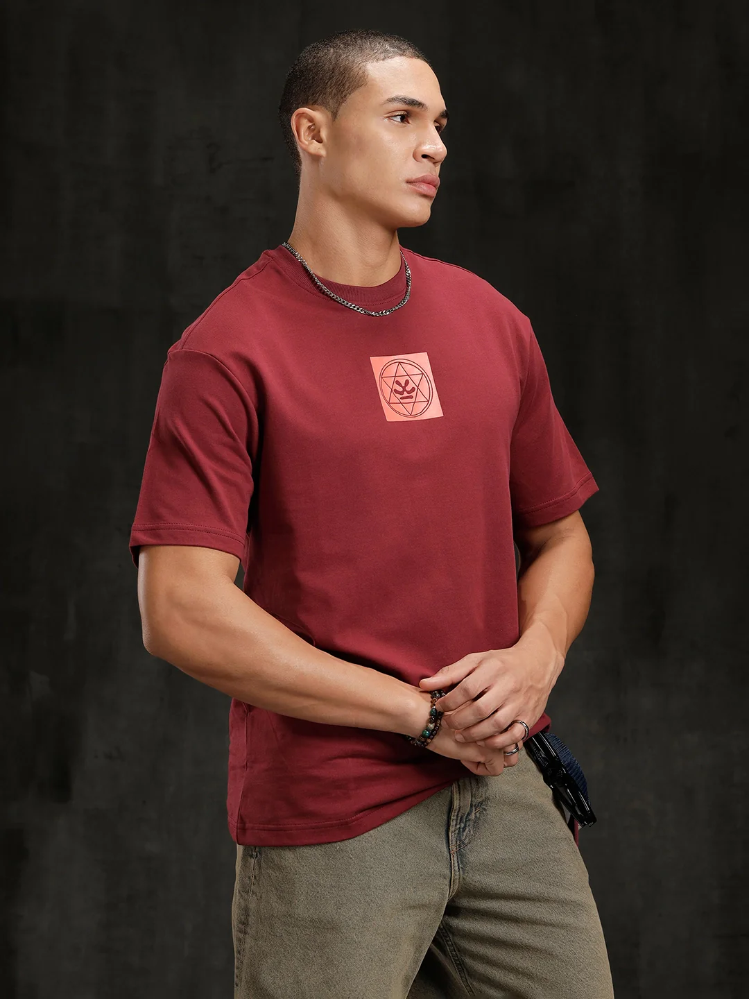 Zen Back Printed T-Shirt | Maroon - Image 4