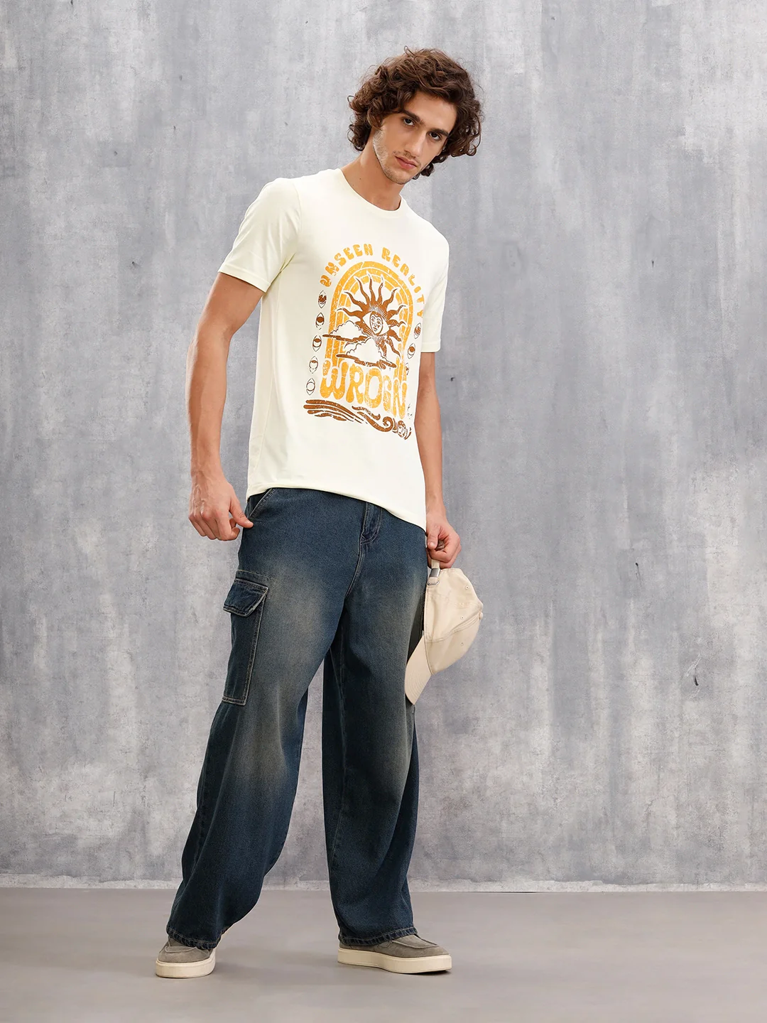 Zen Inspired Chest Print Graphic Crew Neck T-Shirt  |  Yellow - Image 5