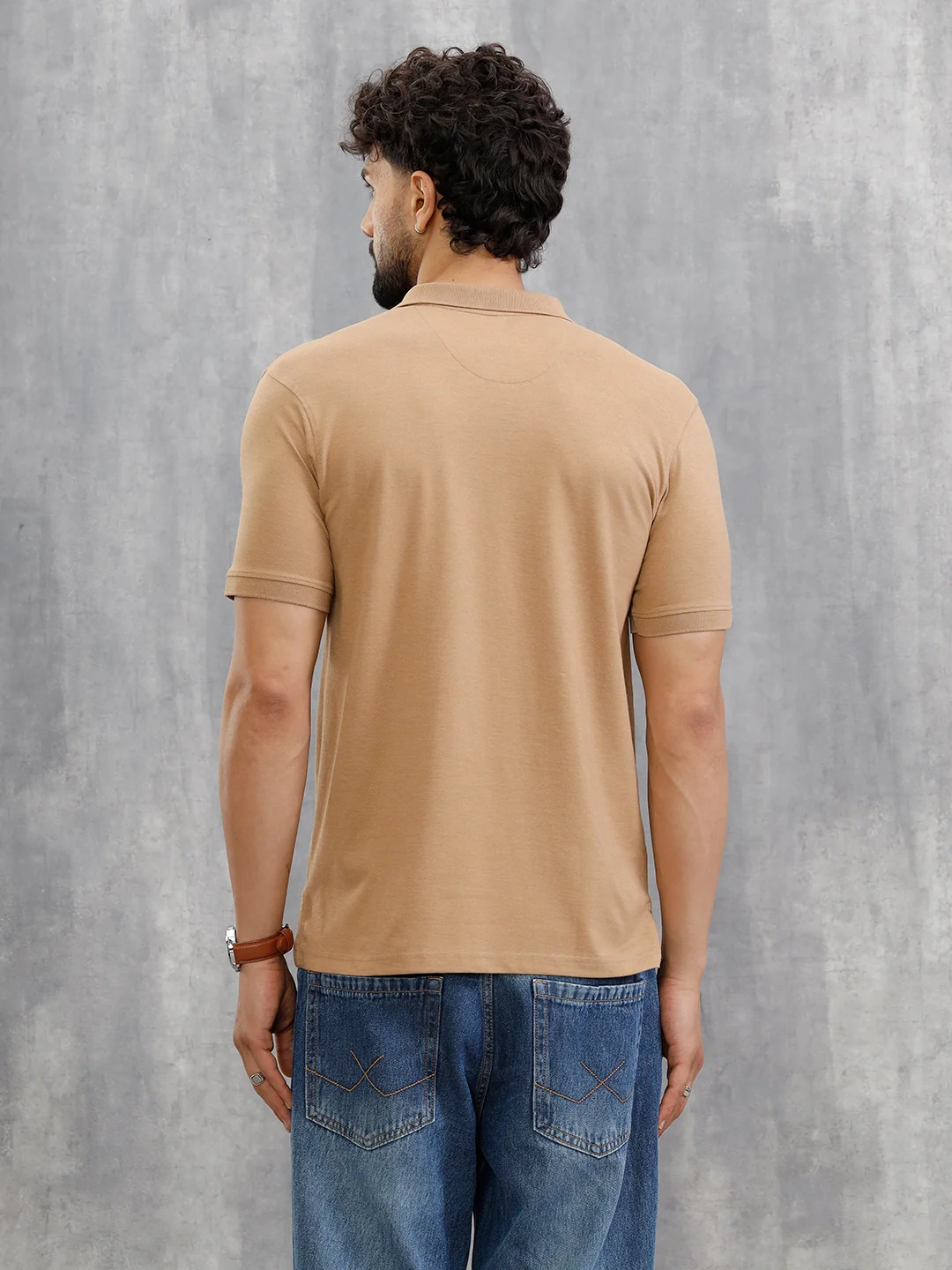 Zipper Polo T-Shirt | Beige - Image 7